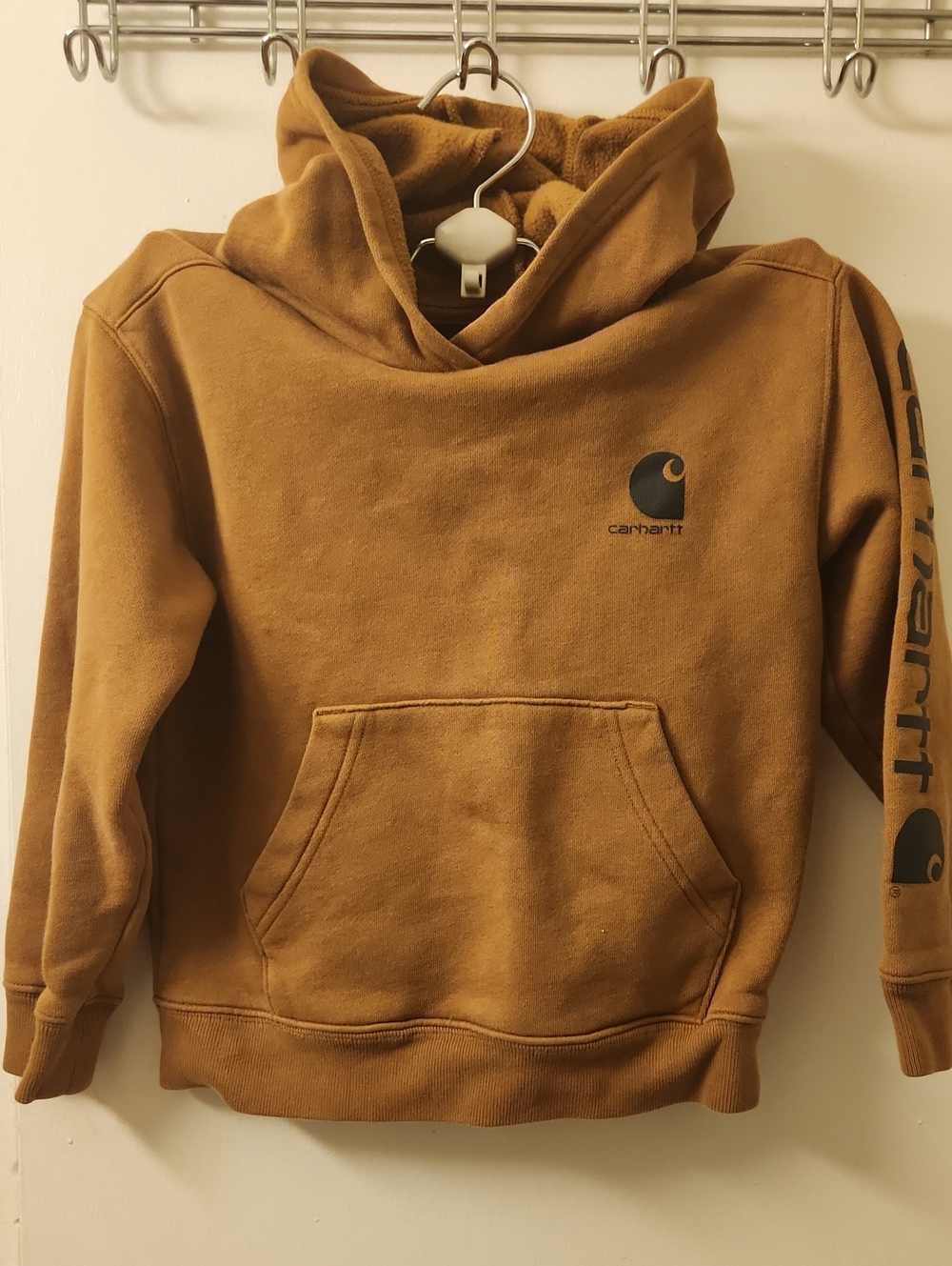 Carhartt Brown Hooded Sweatshirt with Logo Size 6